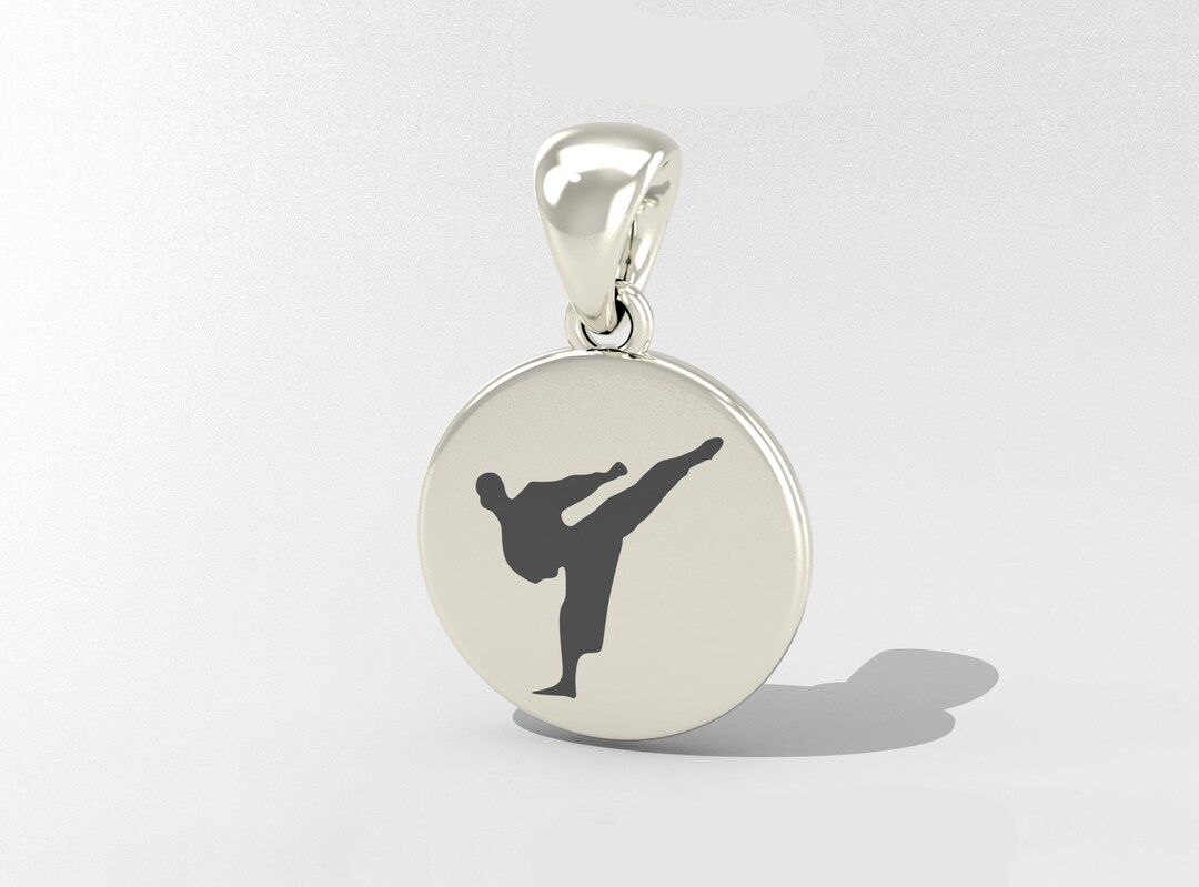 Silver Taekwondo Charm, Martial Arts Kicker, Karate Charm, Taekwondo