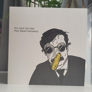 Carte de voeux « Face Based Geometry » de Mike Wozniak Taskmaster avec autocollant pour sceau de cire TM