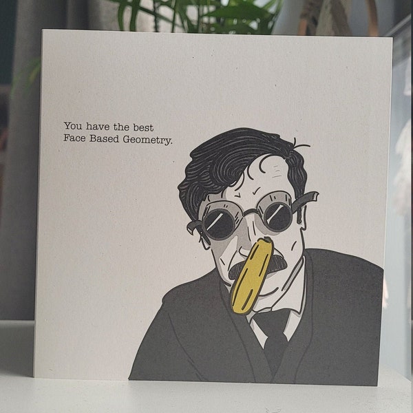 Mike Wozniak Taskmaster 'Face Based Geometry' Greetings Card