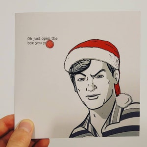 James Acaster Taskmaster 'Oh Just Open the Box You P---'-kerstkaart met TM-lakzegelsticker