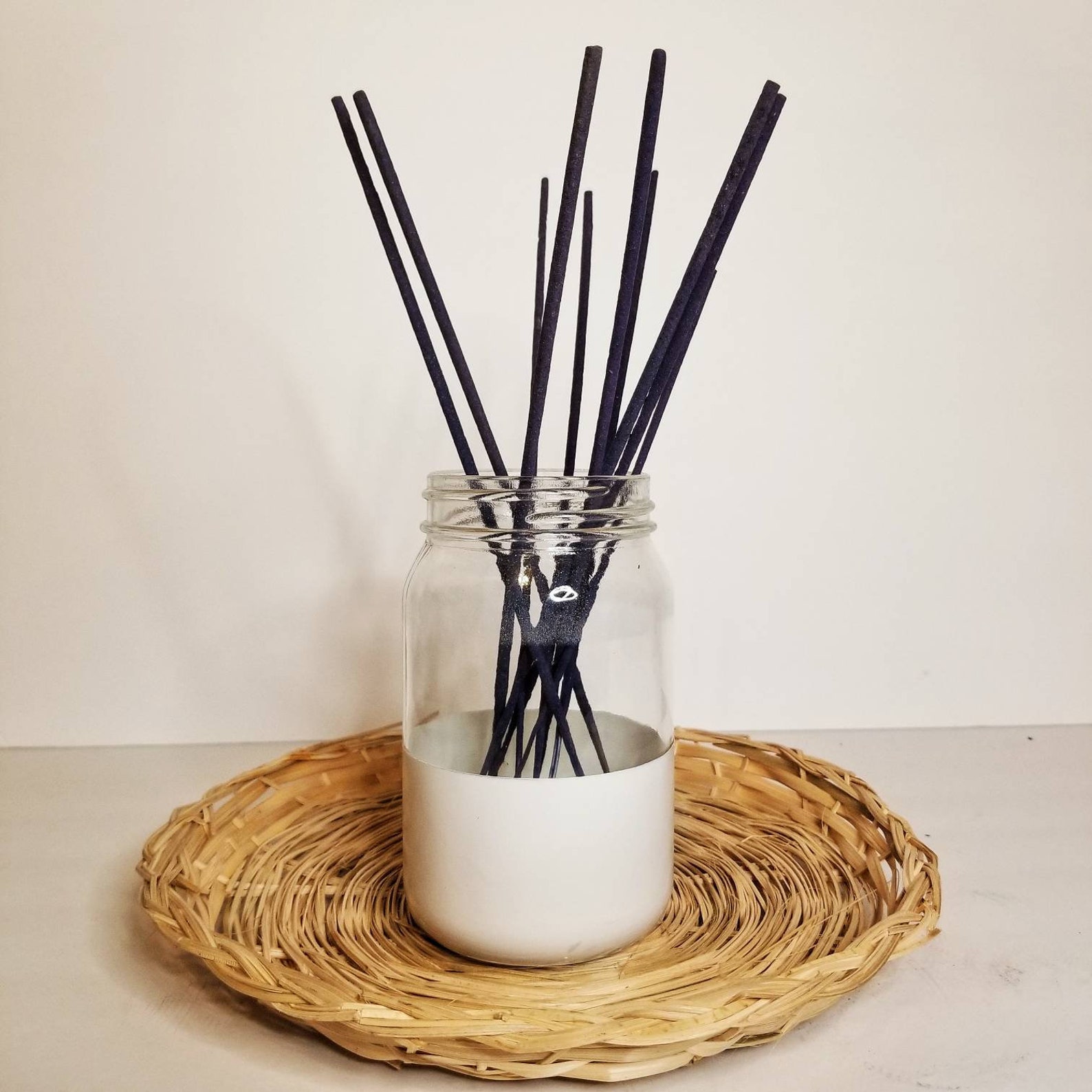 White dipped incense holder incense mason jar country chic Etsy