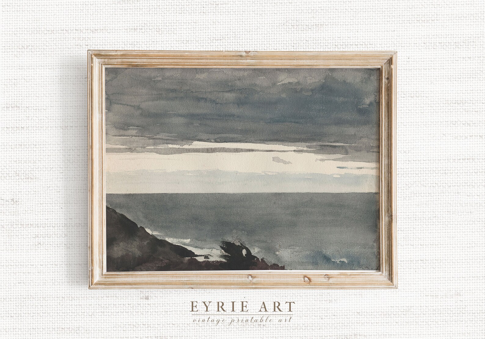 Coastal Watercolor Seascape Painting, Antique Nautical Wall Decor ...
