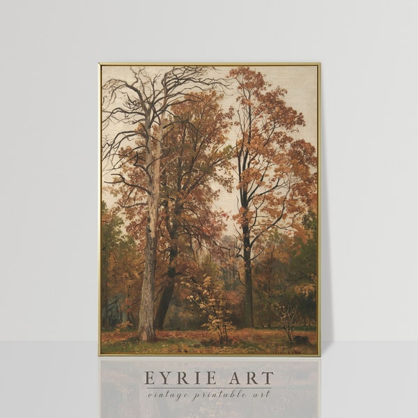 Vintage Maple Tree Print, Autumn Forest Landscape Painting, Fall Farmhouse PRINTABLE #252