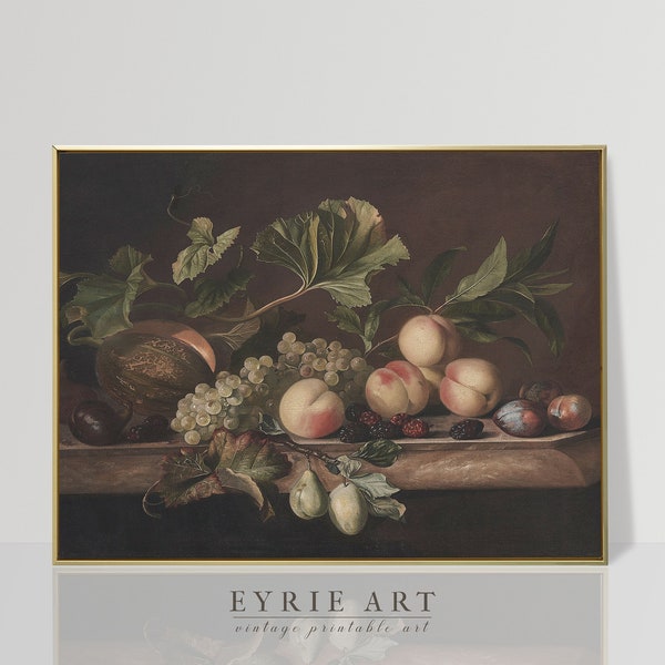 Nature morte Peinture aux fruits, impression de cuisine vintage, décor mural rustique de ferme numérique IMPRIMABLE #255