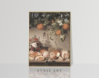 Vintage Orange Tree Painting, Farmhouse Kitchen Fruit Art Print, Antique Wall Decor Digital PRINTABLE #395