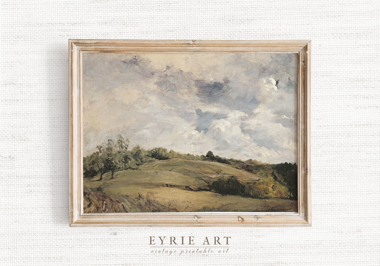 Vintage Meadow Painting Country Landscape Print Rustic Etsy