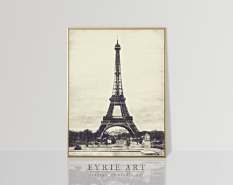 Paris Oil Painting, Vintage Eiffel Tower Print, Neutral Architectural Digital PRINTABLE #29