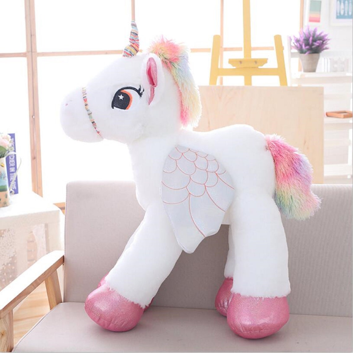 1pc 50/60/90cm Kawaii Unicorn Plush Toys Giant Stuffed Animal Etsy