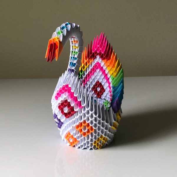 3D Origami Rainbow Swan (LGBT, Pride)