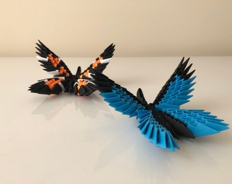 Butterfly 3D Origami (Orange Monarch, Blue Morpho)