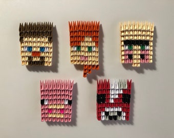 Minecraft Character & Animal Magnets 3D Origami (Steve, Alex, Villager, Pig, Mooshroom)