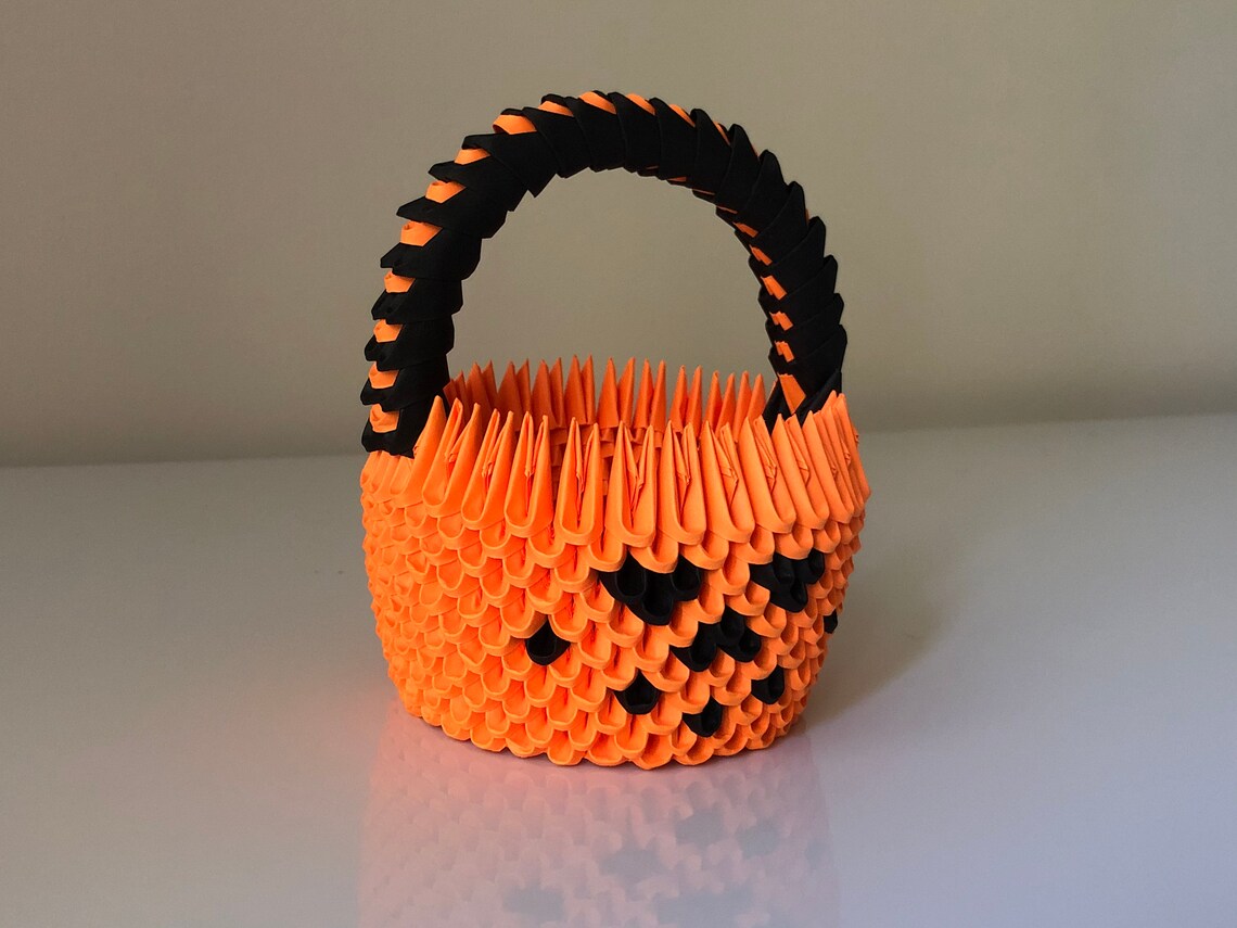Cestino di Halloween di zucca con origami 3D di mais Etsy