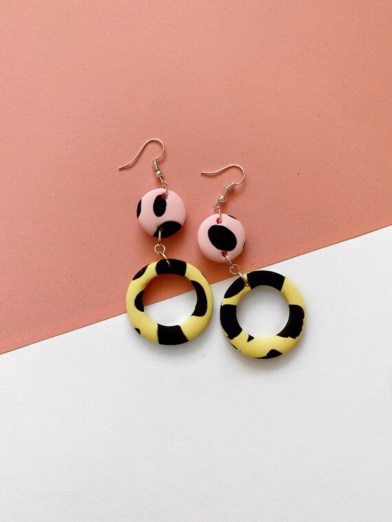 stud earrings cow print hoop earrings Cow Print Hoop Earrings 2025