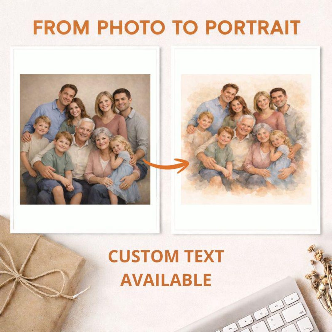 Custom Family Portrait | Personalized Memorial Art From Photo | Digital ...