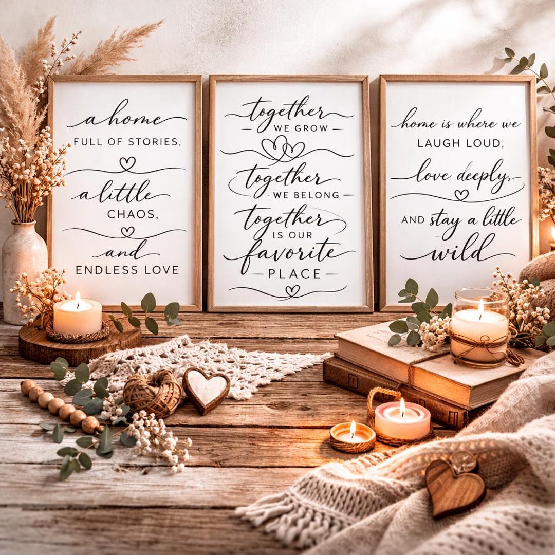 Set of 3 Family Quote Print, Family Phrase, Home Quote Print, Wall ...