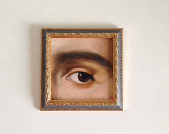 Eye Painting Lovers Eye Original Art Framed Oil Canvas Painting Vintage Portrait Original Painting