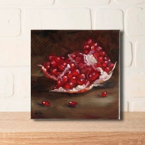 Pomegranate Painting Original Art Food Small Painting On Canvas Gift Artwork Still Life Kitchen Wall Art