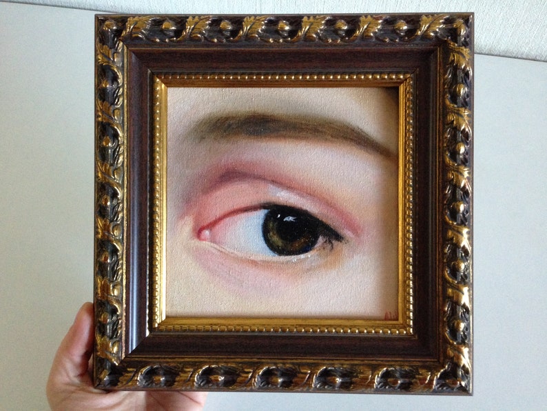 Portrait Original Painting Eye Painting Lovers Eye Original Art Framed Oil Canvas Painting Eye Oil Portrait image 2