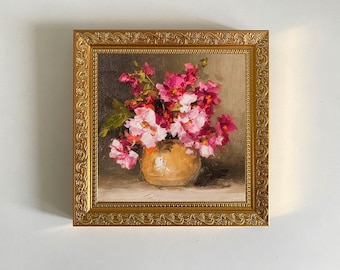 Wildflower Abstract Painting Flower Artwork Framed Small Floral Still Life Art