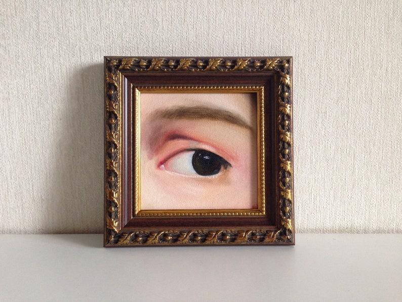 Portrait Original Painting Eye Painting Lovers Eye Original Art Framed Oil Canvas Painting Eye Oil Portrait image 3