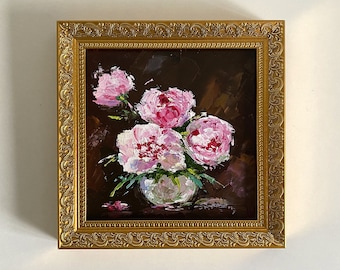 Peonies Flower Original Artwork Peony Original Painting Floral Framed Art