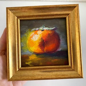 Pintura original em miniatura com moldura dourada, arte de comida, arte de parede de comida, decoração de parede de cozinha, presente para melhor amigo, pequena obra de arte original da ArtSpaceByAlla