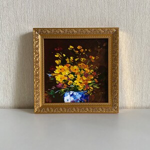 Wildflower Painting in Frame Flower Original Art Small Gift Original Artwork Ukraine Painting image 4