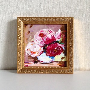 Peony Painting Ukraine Art Flower Painting Floral Shabby Chick Original Art Peonies Impasto Framed Original Oil Painting image 3