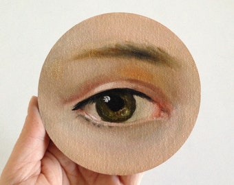 Original Eye Oil Painting: Lover Eye Dark Academia Canvas Art 4"