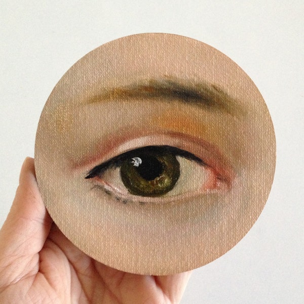 Love's Eye Original Painting 4" Eye Painting Original Artwork Dark Academia Oil Painting Canvas Eye Decor