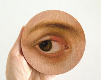 Lover's Eye Oil Painting Dark Academia Art Eye Portrait Small Artwork