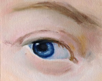 Eye Oil Painting Lover's Eye Portrait Original Art Dark Academia Small Artwork