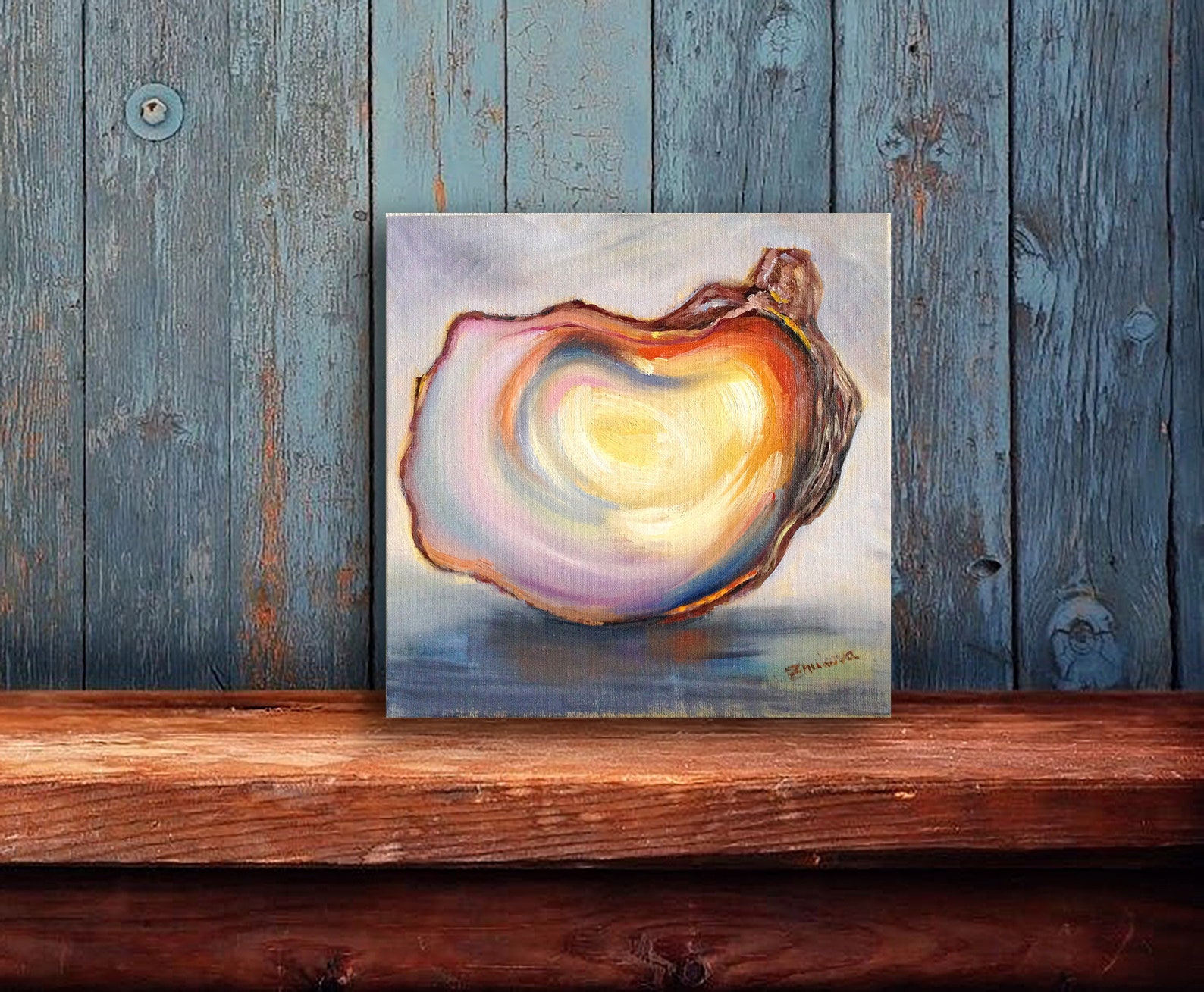 Oyster Shell Art Oyster Painting Original Wall Art Small Etsy