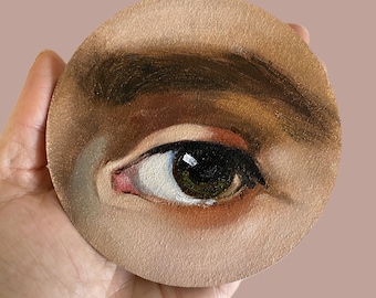 Eye Portrait Artwork Miniature Oil Painting Surreal Lover's Eye Art