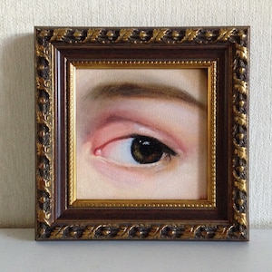 Lovers eye art, dark academia room decor, eye original painting, original art, framed art, meaningful gift, vintage portrait antique artwork original framed oil painting unique gift