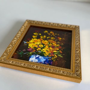 Wildflower Painting in Frame Flower Original Art Small Gift Original Artwork Ukraine Painting image 3