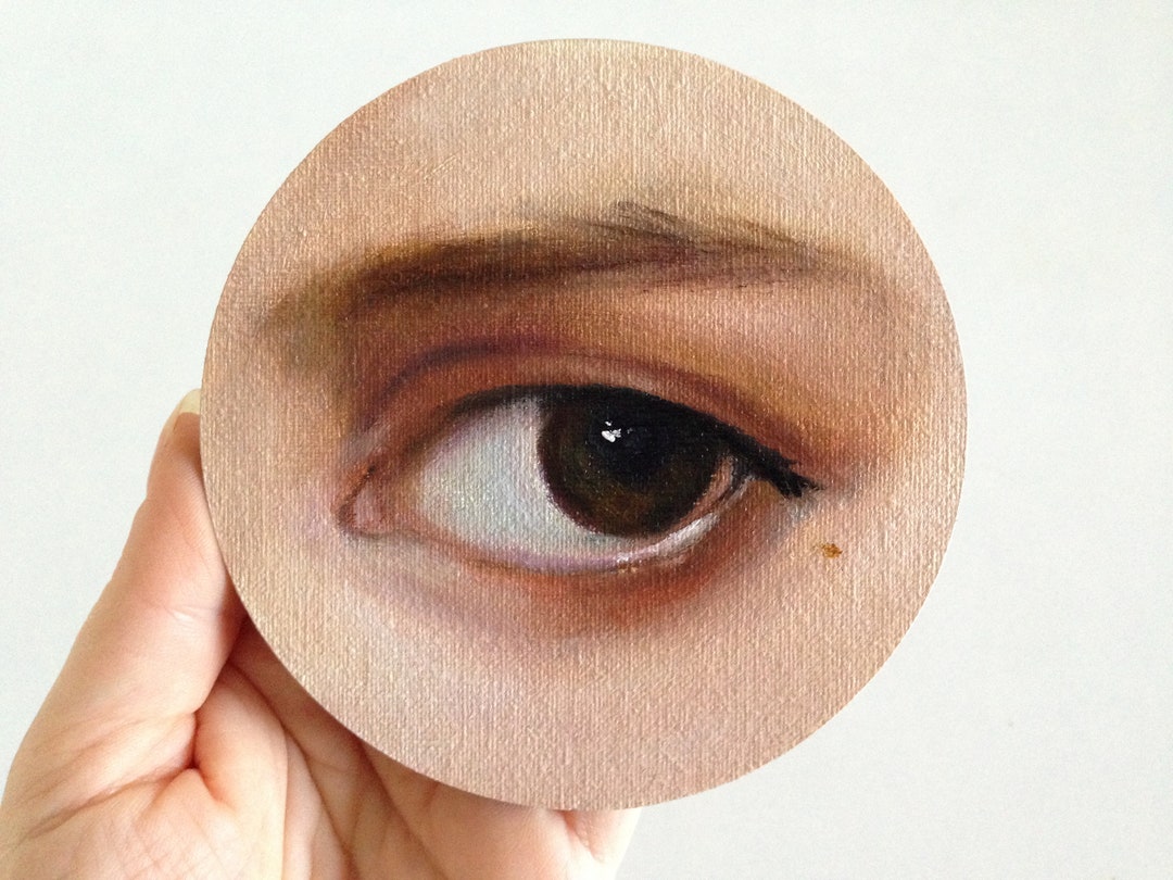 Original Painting Lover's Eye Art Antique Decor Canvas Oil Painting Eye