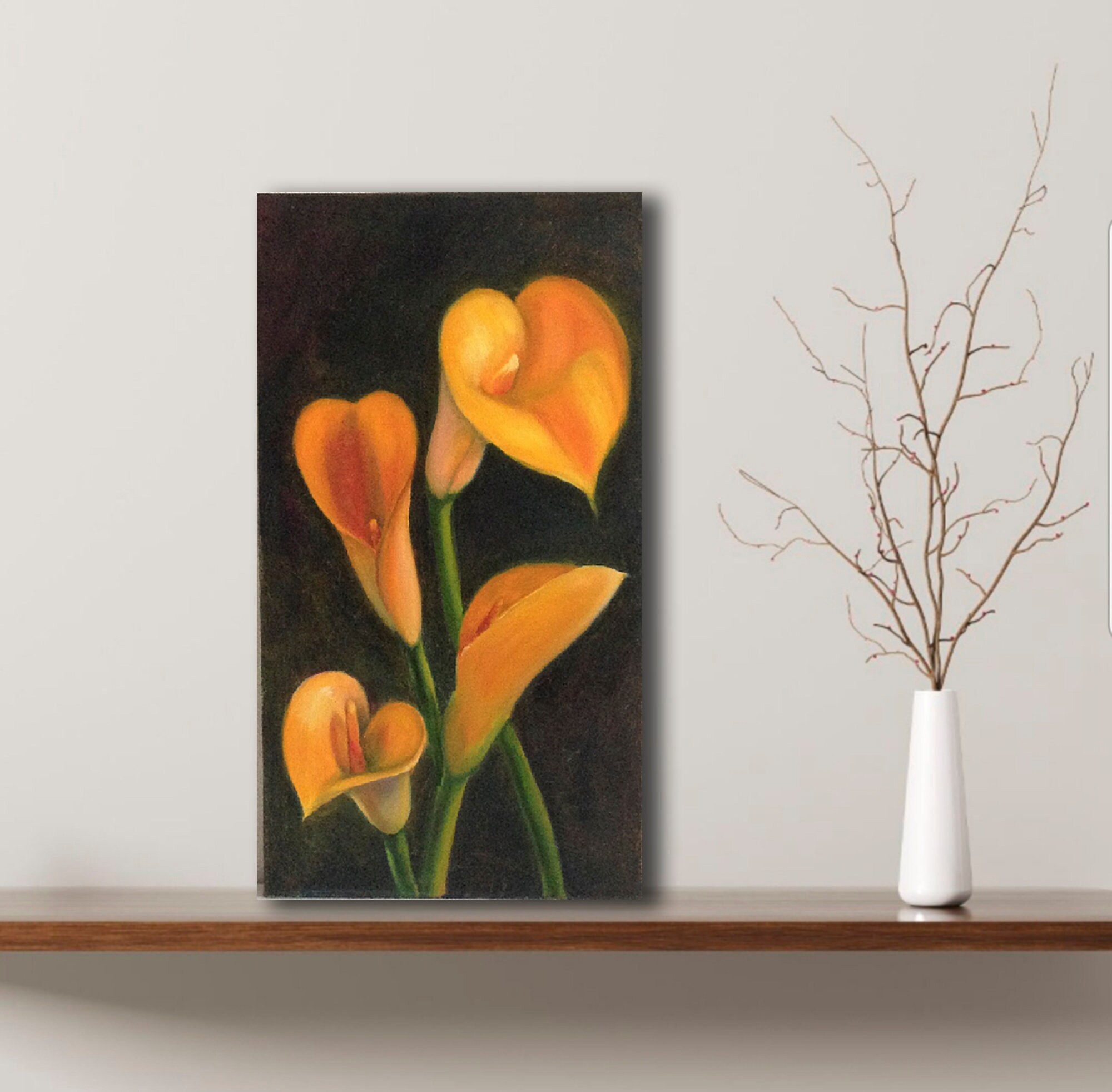 Calla Lily original painting Floral hangings wall art decor on | Etsy