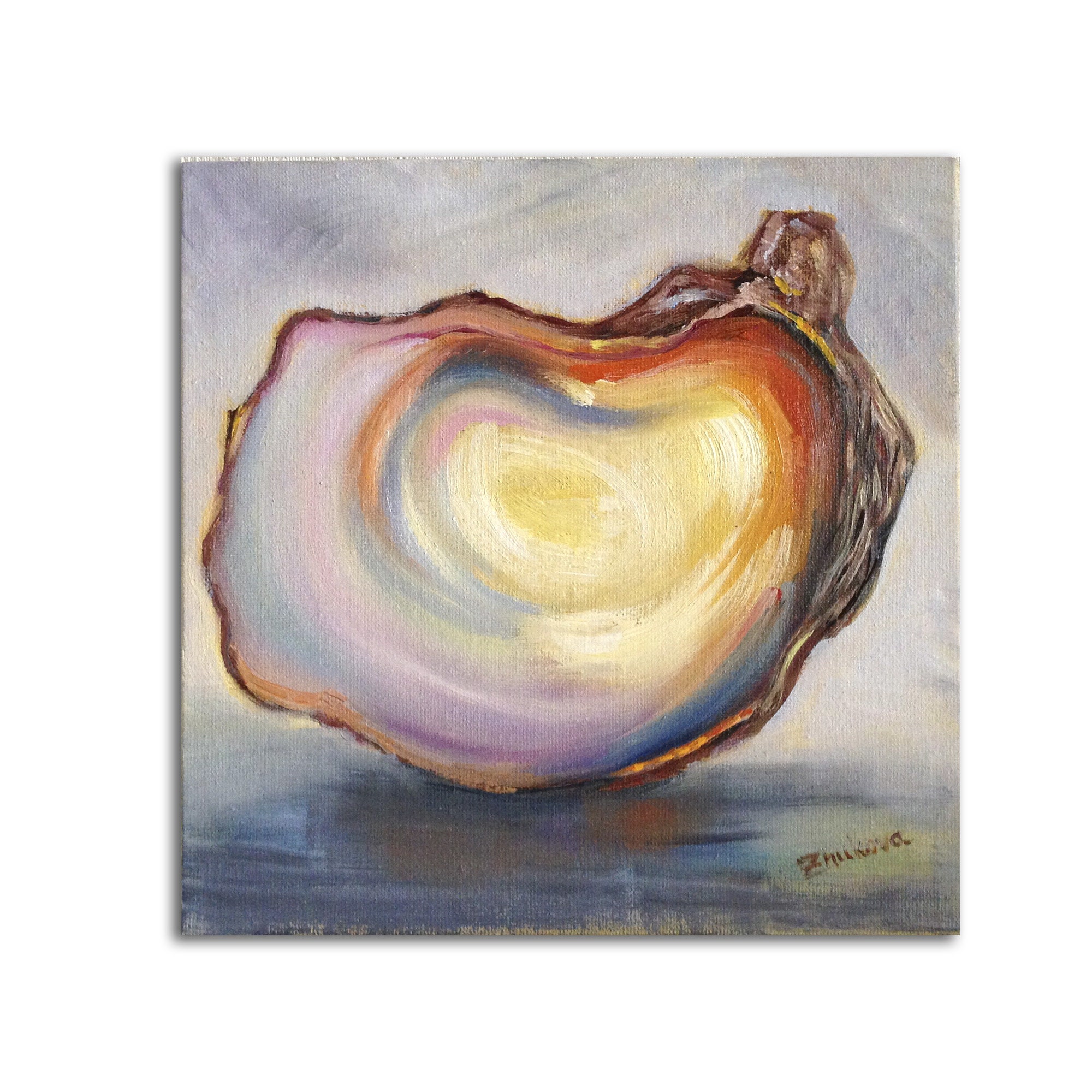Oyster Shell Art Oyster Painting Original Wall Art Small Etsy