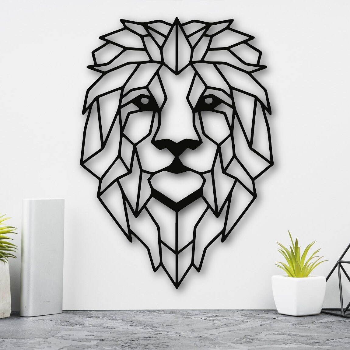 Lion Head Geometric Wall Art Home Living room Bedroom Decor Etsy