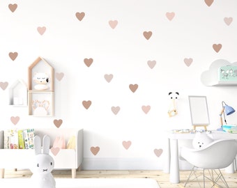 Boho Heart Wall Decals, Neutral Heart Wall Vinyls, Nursery Wall Stickers, Kids Room