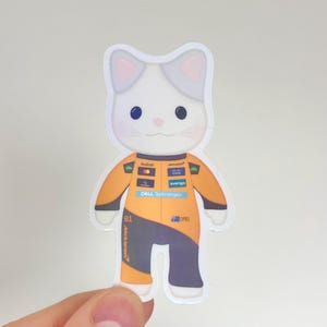 Oscar Piastri Cat Holographic Sticker - Waterproof Vinyl F1 Sticker