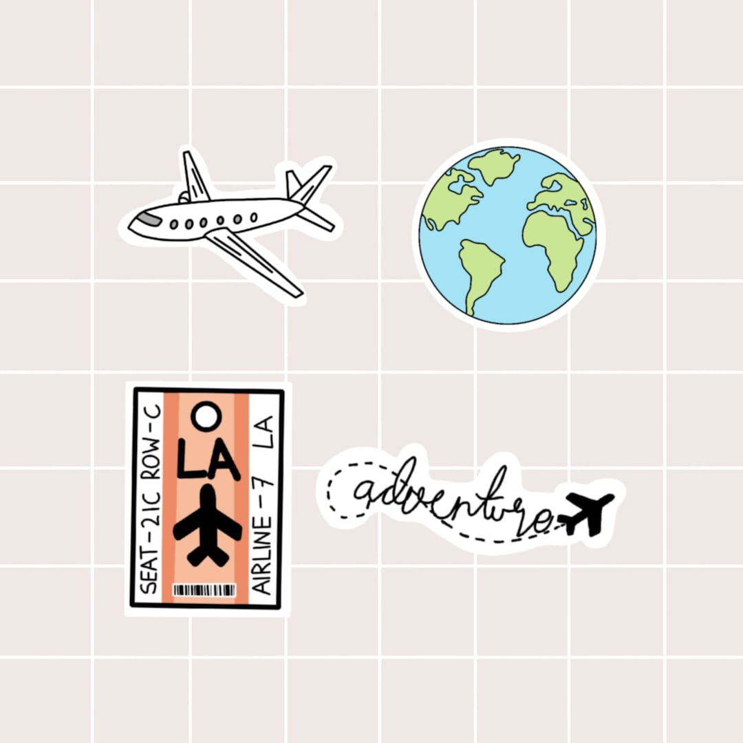 Travel Sticker Set 4 Pack, Travel Stickers, Suitable for Laptop, Phone ...