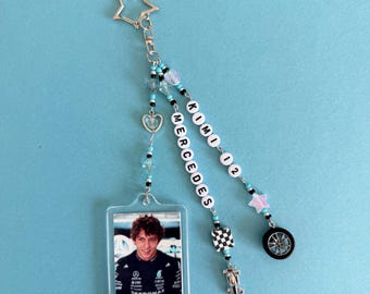 Kimi Antonelli F1 Keyring, F1 Photo Keychain,  Formula One Bag Charm