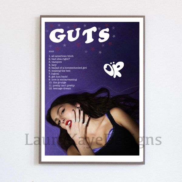 Olivia Rodrigo Guts inspired poster, Olivia Rodrigo print, A4, A5 Guts Poster