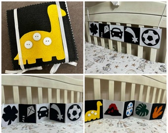 High contrast baby book Black and white baby book Contrast cards Montessori newborn High contrast baby Baby cards Sensory book Baby mobile