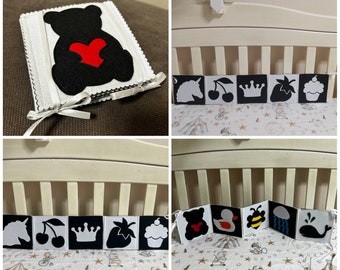 High contrast baby book Black and white baby book Baby cards High contrast baby toys Contrast cards Sensory book Baby mobile Montessori Gift
