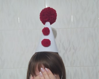 Clown costume Clown hat Pierrot costume Pierrot hat Pennywisee costume Circus costume Halloween Jamie Lloyd Kids Toddler Adult costume Party