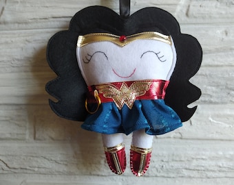 Tooth fairy pillow Wonderwoman Tooth fairy bag Superhero tooth fairy pillow Tooth holder Felt tooth Childrens gift Tooth ornament Present