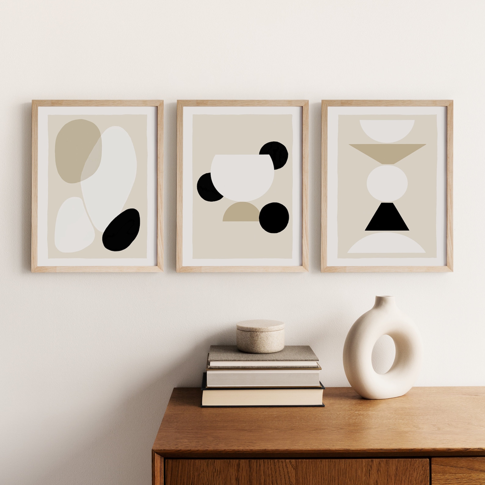 Neutral Wall Art Set of 3 Prints Printable Abstract Painting Etsy